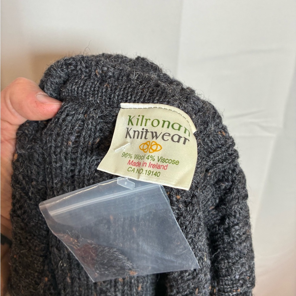 Kilronan Knitwear L‎ Long Irish Aran Cable Knit Cardigan Coat 96% Wool Shawl - Picture 5 of 7